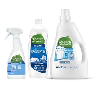 Combo Nước giặt + Nước rửa chén gốc thực vật + Nước lau đa năng Seventh Generation Fresh and Clear - 2L+ 750mL + 475mL