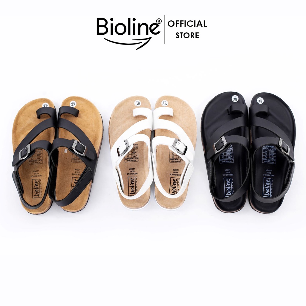Sandal đế trấu xỏ ngón da PU cao cấp dép birken unisex chính hãng Bioline