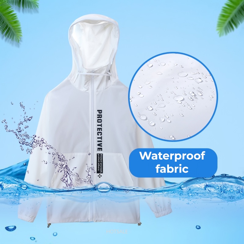 Áo khoác có mũ kèm mặt nạ bảo vệ toàn diện chống thấm nước cho nam và nữ