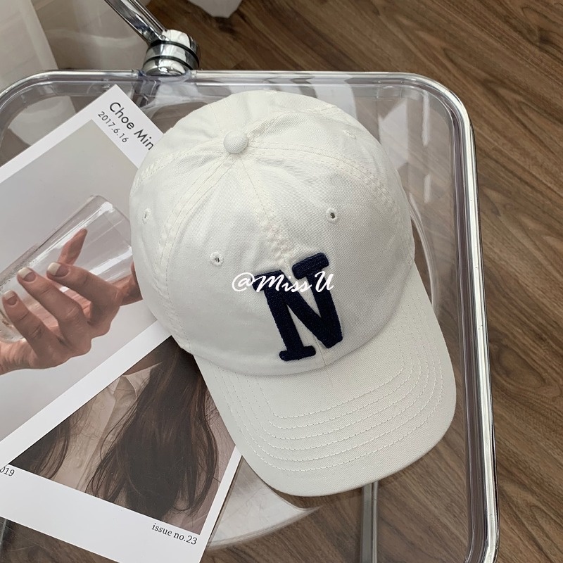 Mũ Lưỡi Trai Vải Cotton In Chữ N Kiểu Hàn Quốc Cá Tính