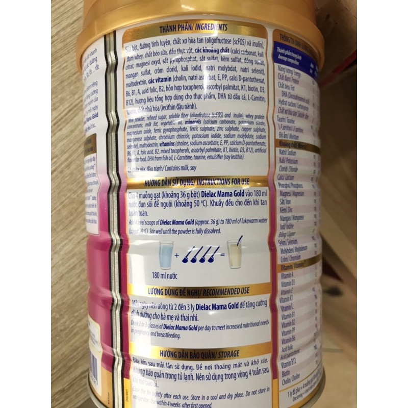 Sữa bầu Vinamilk Dielac mama gold 900g