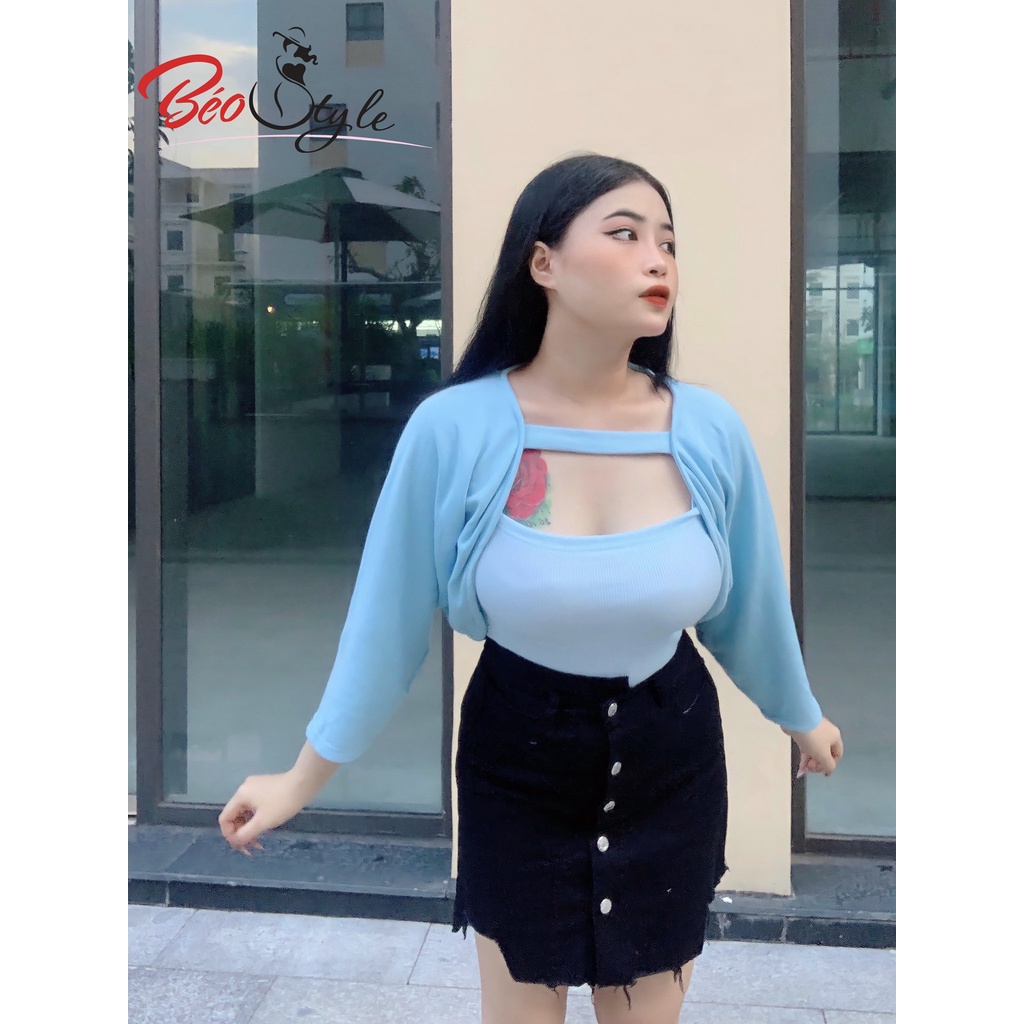 Set chân váy jean phối áo kiểu bigsize siêu hack dáng TES Dành cho nữ từ 40-95kg- Phù hợp đi chơi , công sở