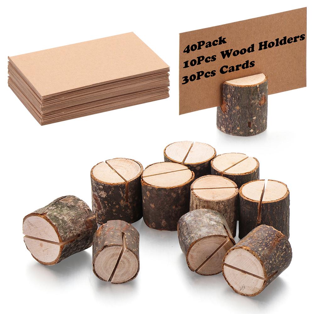 Set 40 Thẻ Ghi Chú Bằng Gỗ Tự Nhiên Trang Trí Tiệc Cưới