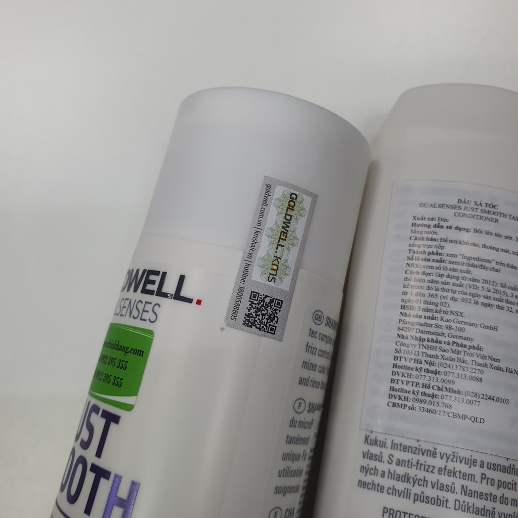 DẦU GỘI XẢ GOLDWELL SUÔN MƯỢT JUST SMOOTH 250ML-200ML