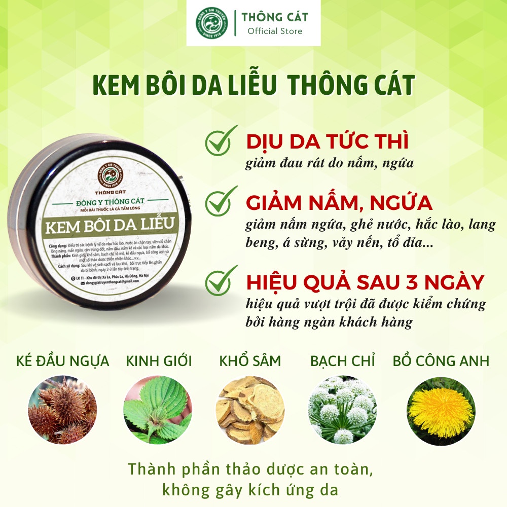 Kem bôi da liễu, dứt điểm ghẻ lở, ghẻ nước, nấm da, hắc lào Đông y gia truyền Thông Cát HIỆU QUẢ SAU 3 LẦN SỬ DỤNG