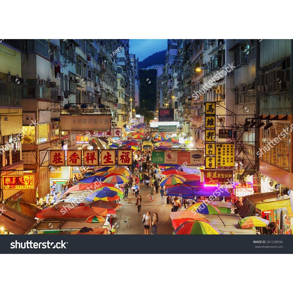 Tranh lụa 3d Hồng Kông Đường Phố HKĐP04