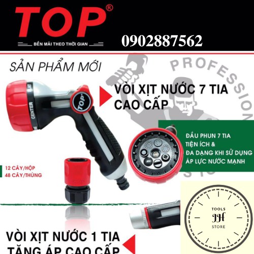 vòi xịt nước tưới cây và rửa xe hàng cao cấp TOP (1 tia tăng và 7 tia)