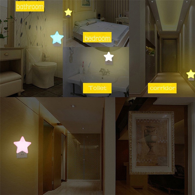 Remote Controller Cute Star LED Plug-in Light Sensor Control Bedside Wall Lamp Baby Sleeping Light Night Light