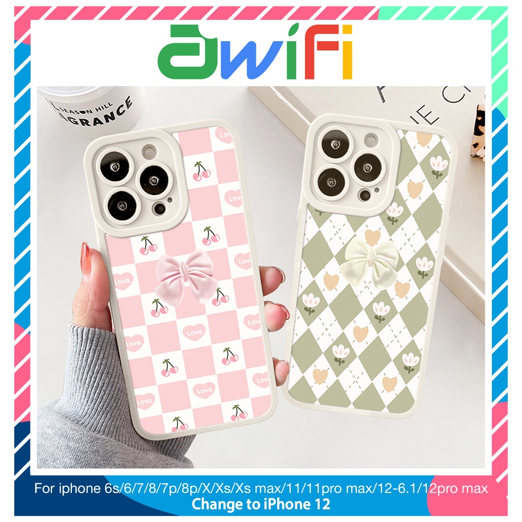 Ốp lưng iphone cạnh vuông lỗ camera nơ cherry 6/6splus/7/7plus/8/8plus/x/xs/11/12/13/pro/max/plus/promax-Sale Sốc G4-1