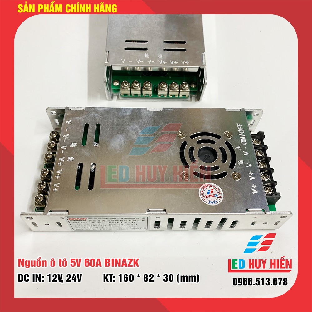 Nguồn hạ áp 5v 60A (300W) BINAZK (Nguồn ô tô 5V 60A dùng cho module led, Led)