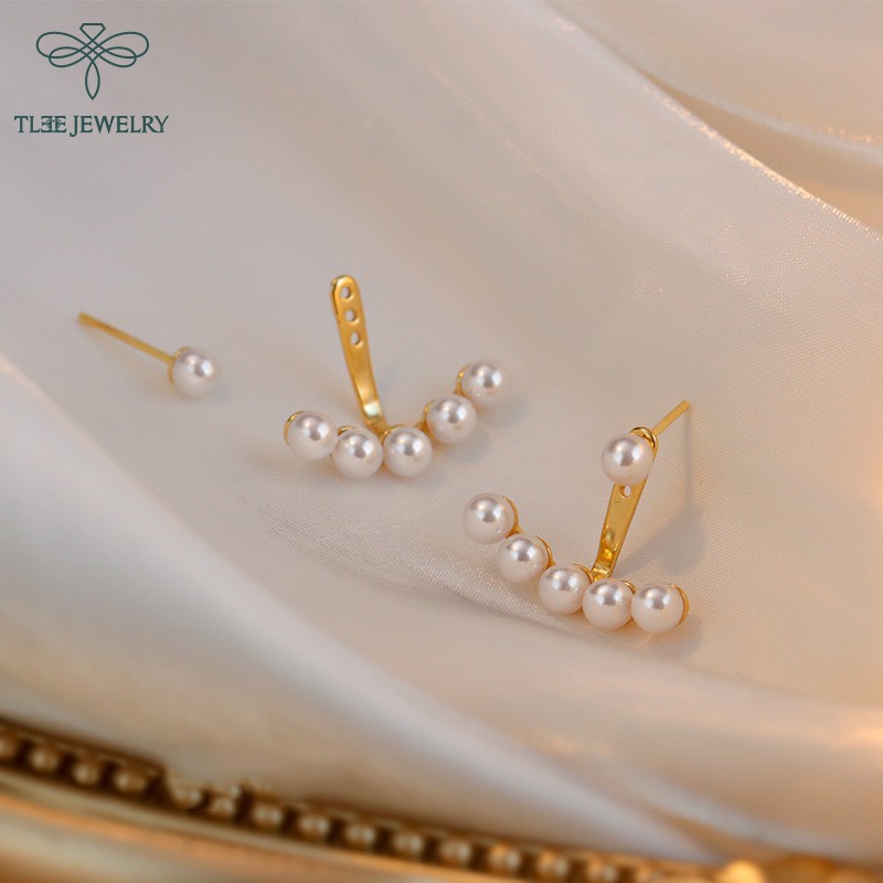 Khuyên tai bạc nữ TLEE ngọc trai nhân tạo dáng nữ tính TleeJewelry B0189