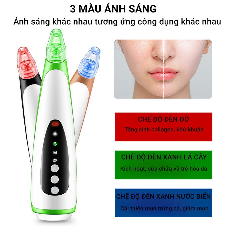 Máy Hút Mụn Mini Cầm Tay Siêu Mạnh Anphaltech Có Chức Năng Làm Nóng- Hút Mụn Đầu Đen, Mụn Cám, Làm Sạch Bã Nhờn