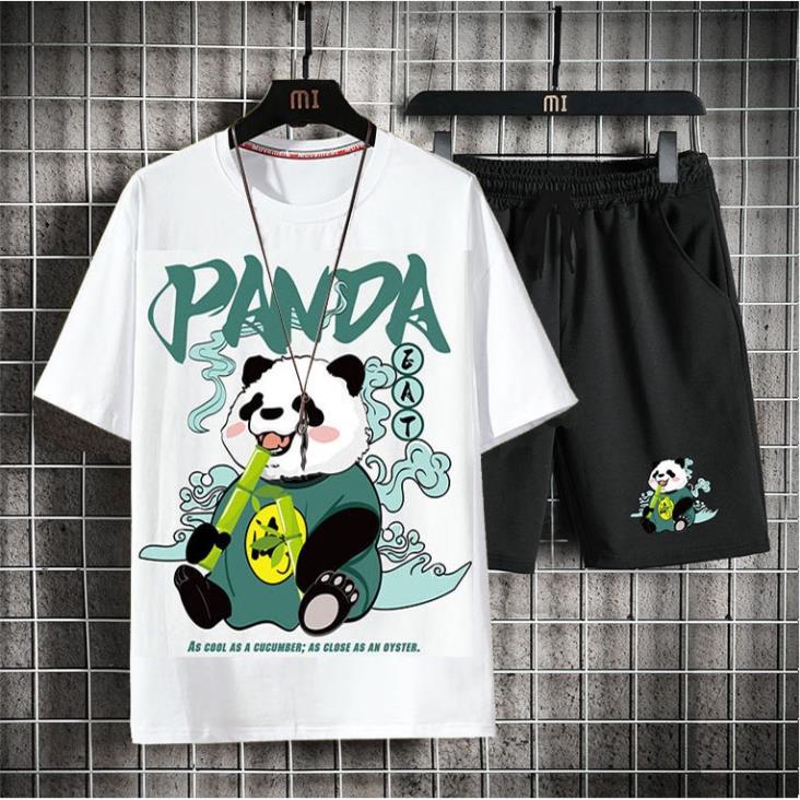 Bộ Quần Áo Nam Nữ Thể Thao Unisex Quần Short Áo Thun Họa Tiết Gấu Trúc In Chữ PANDA Ulzzang Zenkonu QA NAM 1000092 😘