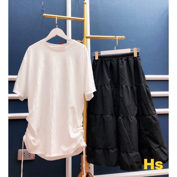 Bộ áo dúm chân váy đen HSU1