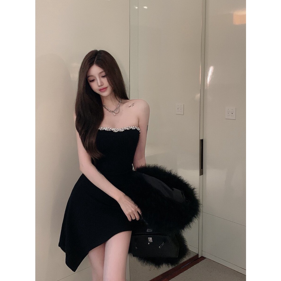 Đầm nữ đuôi cá dáng ngắn xẻ tà cúp ngực thời trang nữ Emilyshop ulzzang