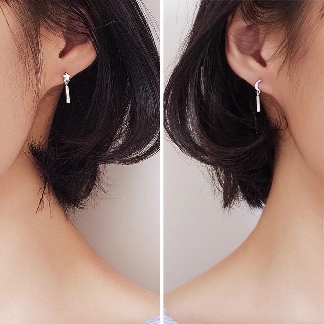 [Chỉ thanh toán với AirPBông tai bạc ý 30% ( có khắc s925) trăng sao tam giác