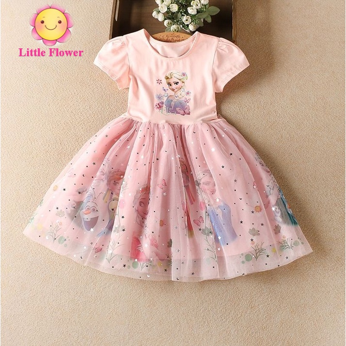 Váy Elsa Ngắn Tay Cho Bé Size 10-29kg