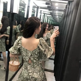 ĐẦM NGẮN CỔ VUÔNG HOA BI