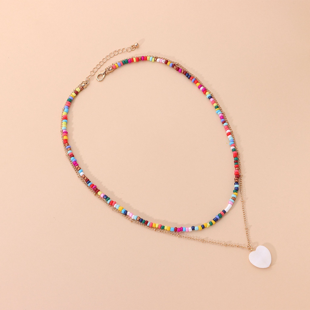 Vòng cổ Hai Lớp Đính Vỏ Sò Và Trái Tim Thời Trang Cho Nữ