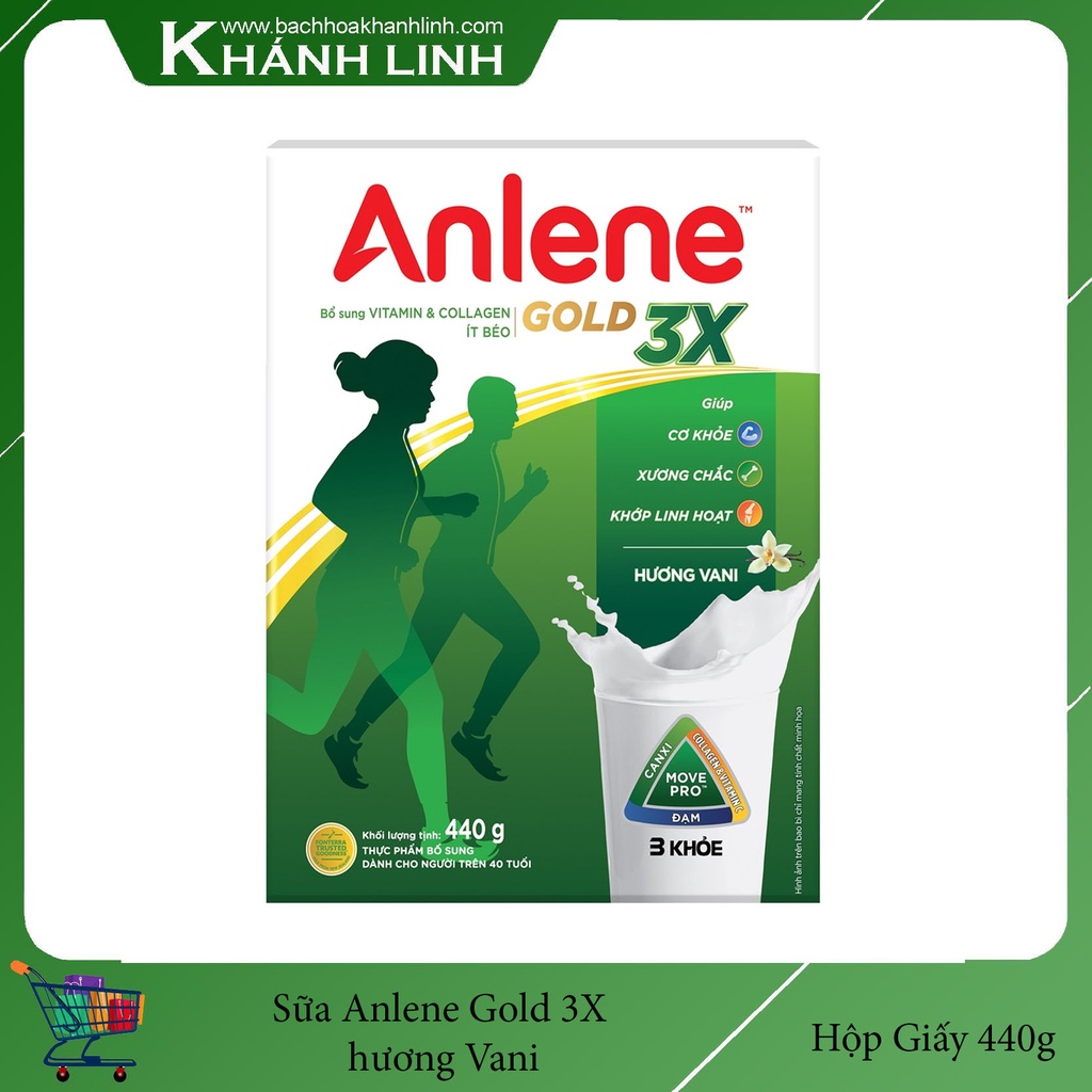 Sữa Bột Anlene Gold Vani Hộp Giấy 440g cho Người trên 51 Tuổi (Mẫu mới ghi trên 40 tuổi)