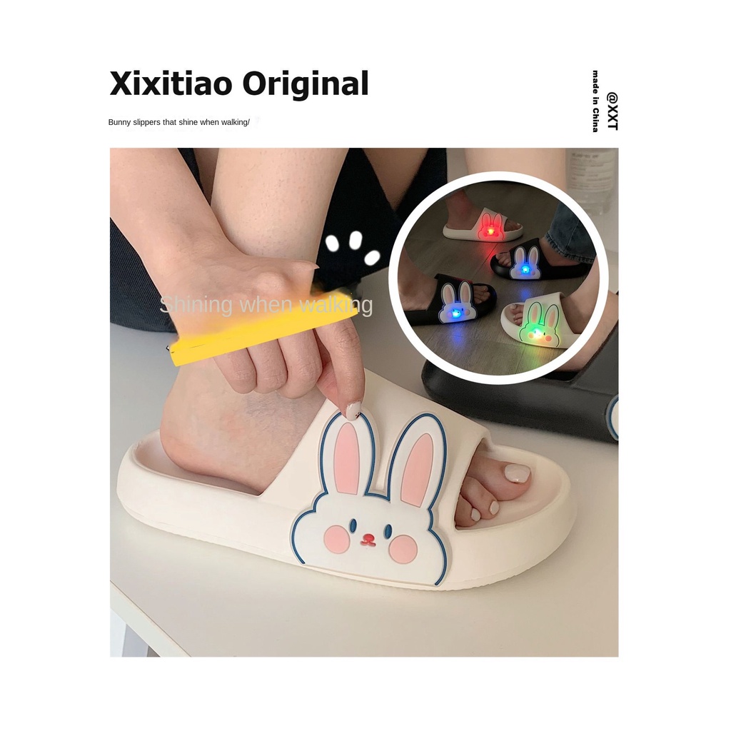 Dép Nhựa eva dép thỏ phát sáng Đế Dày Mềm Mại In Họa Tiết Thỏ Dạ Quang Dễ Thương Thời Trang Mùa Hè Cho Nữ