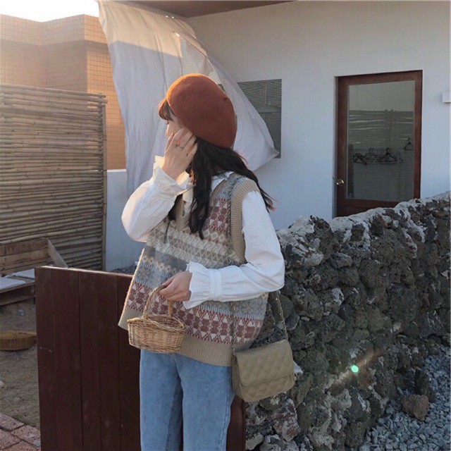 [CÓ SẴN] Áo (gile) GHI LÊ len nữ hoạ tiết thổ cẩm mông cổ - 04 ảnh thật | BigBuy360 - bigbuy360.vn