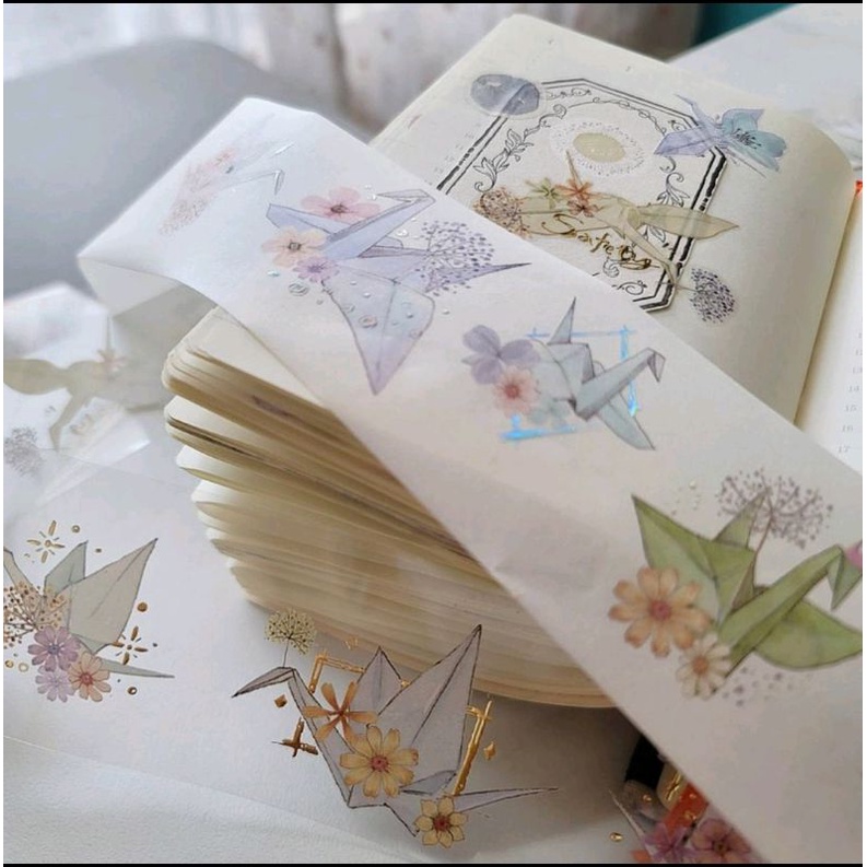 Krisna.room ♡ Hãng Peipan- 1 chu kì 111cm cuộn băng dán hình hạc giấy