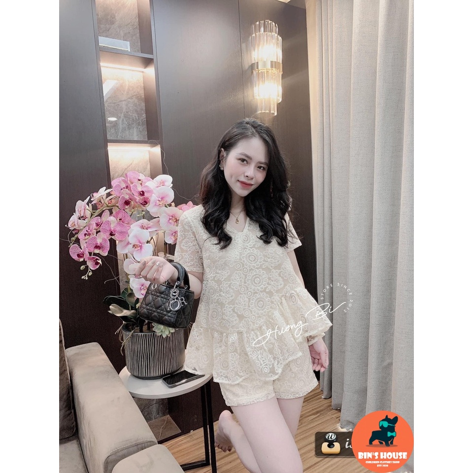 BÁN SỈ BỘ ĐÙI REN HOA NỮ CỔ VÊ MÀU BE