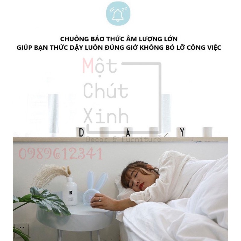 ❤️ FREE SHIP 😍 Đồng hồ báo thức đa chức năng thỏ con dễ thương(hàng có sẵn).