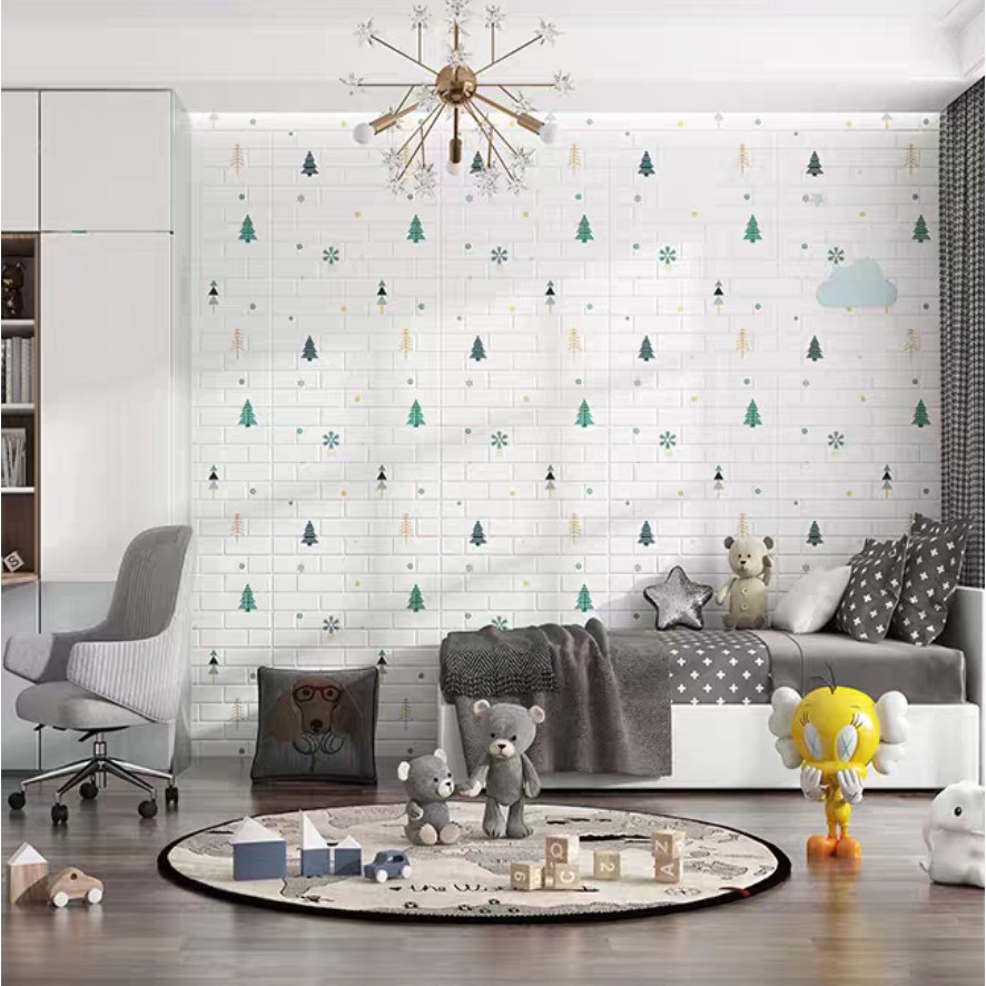 Xốp Dán Tường Hoạt Hình Cây Thông Kích Thước 70*77 dày 3.5mm