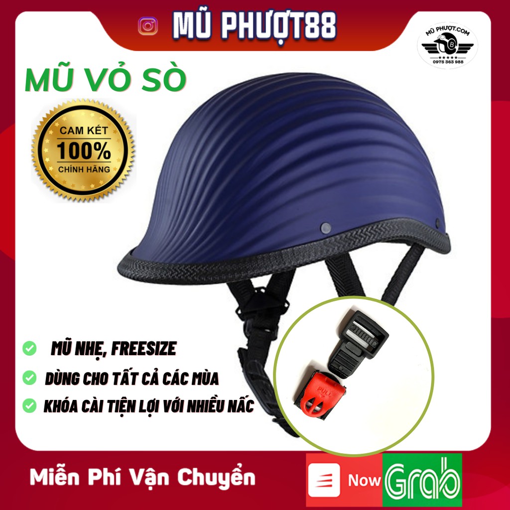 Mũ vỏ sò xanh nhám - Nón bảo hiểm nửa đầu vỏ sò nhẹ nhàng, Thời Trang, Phong Cách