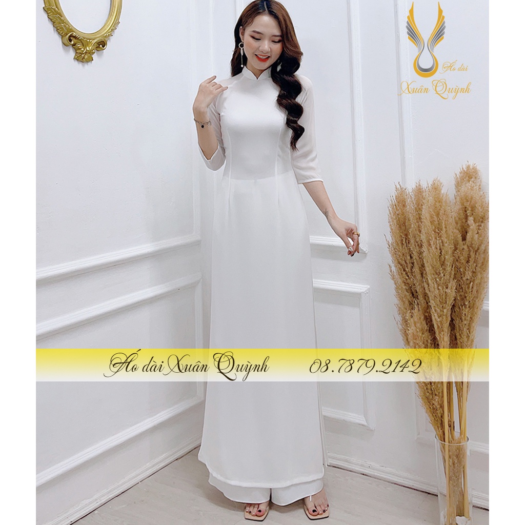 Áo Dài Trắng 4 Tà Truyền Thống Lụa Chiffon Cao Cấp - Áo Dài Xuân Quỳnh