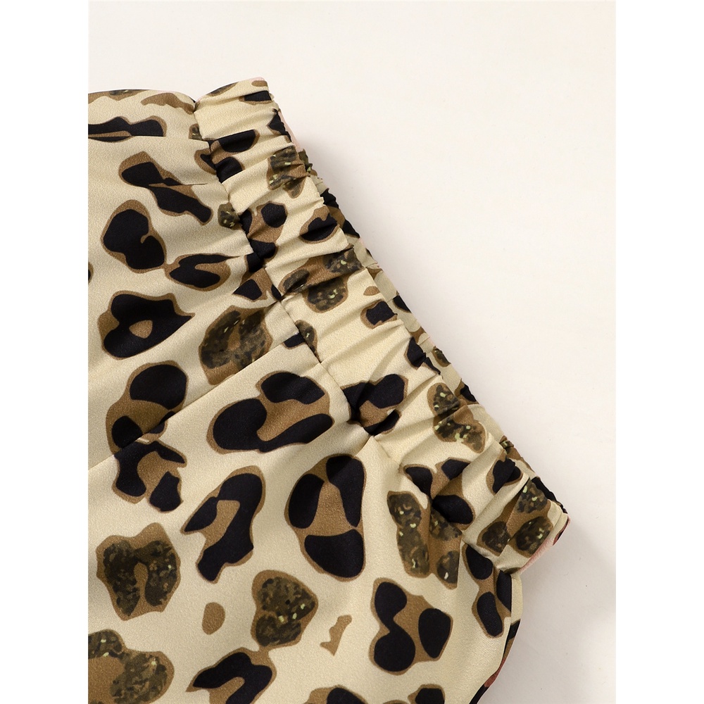 Set quần áo Mikrdoo 2 mảnh gồm áo 2 dây + quần short họa tiết da báo thời trang hè cho bé