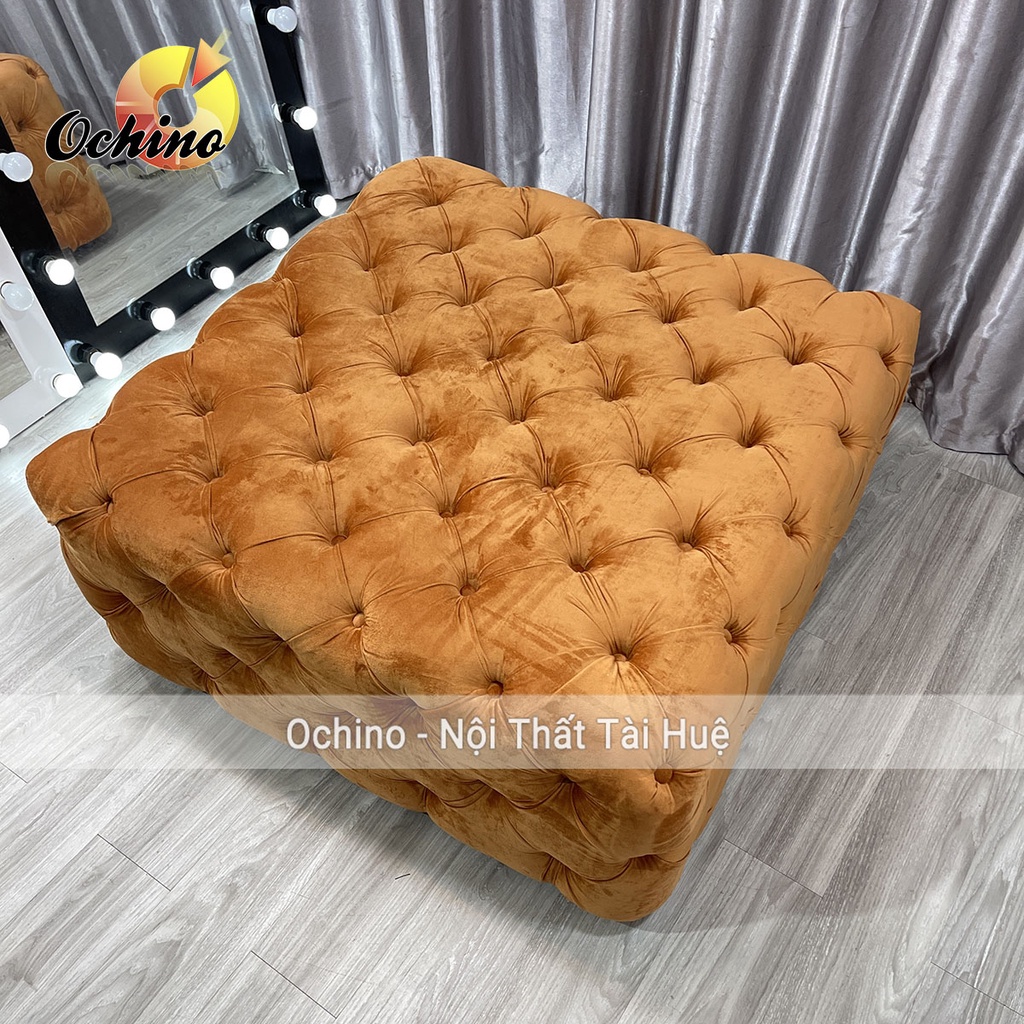 Ghế Đôn Sofa Hình Vuông Nhún Cổ Điển Để Shop Hoặc Phòng Khách Phòng Ngủ ( Ảnh Thật)