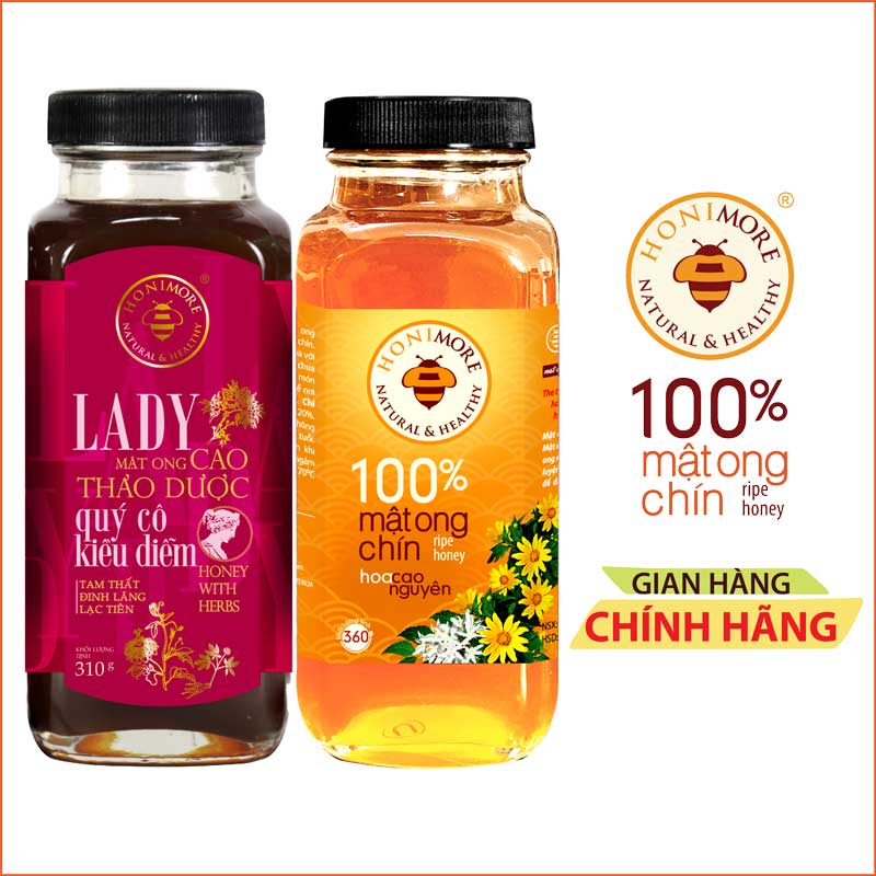 Mua 1 được 2- Mật ong cao thảo dược Lady 310g tặng 1 Mật ong nguyên chất Honimore 360g - Giúp bổ máu, ngủ ngon.