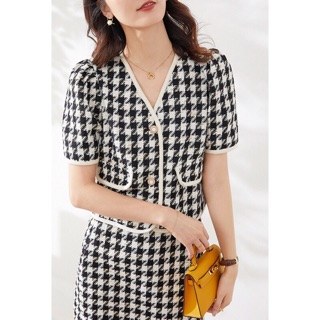 Set áo khoác lửng + chân váy vải dạ tweed BAM STORE ( có bán tách set)