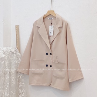 ÁO BLAZER BE NHẠT 4 CÚC (ảnh thật/sẵn)