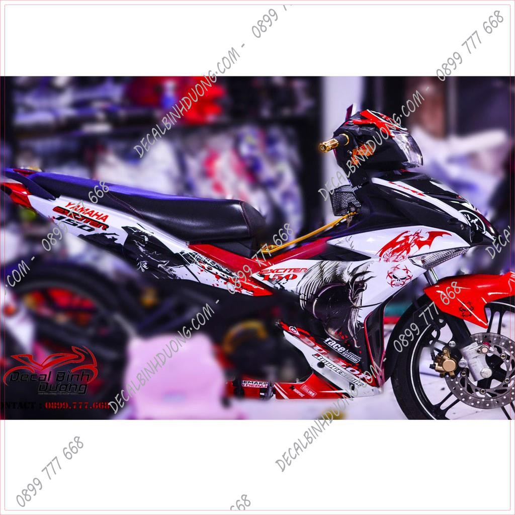 Tem Trùm Xe Máy - Decal Xe Exciter 150 Phirn Bản Samurai Đỏ Trắng Đẹp Nhất