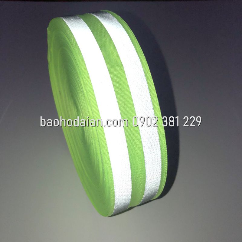 Dây phản quang vải 2 sọc xám khổ 5cm x 100m