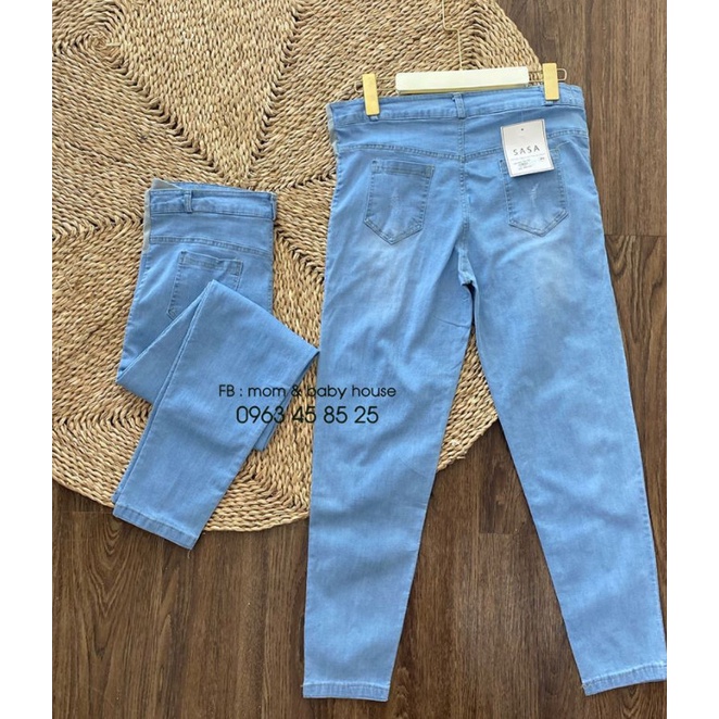 Quần jean bầu cao cấp có đáp bụng và chun chỉnh(S-3Xl) MinHa