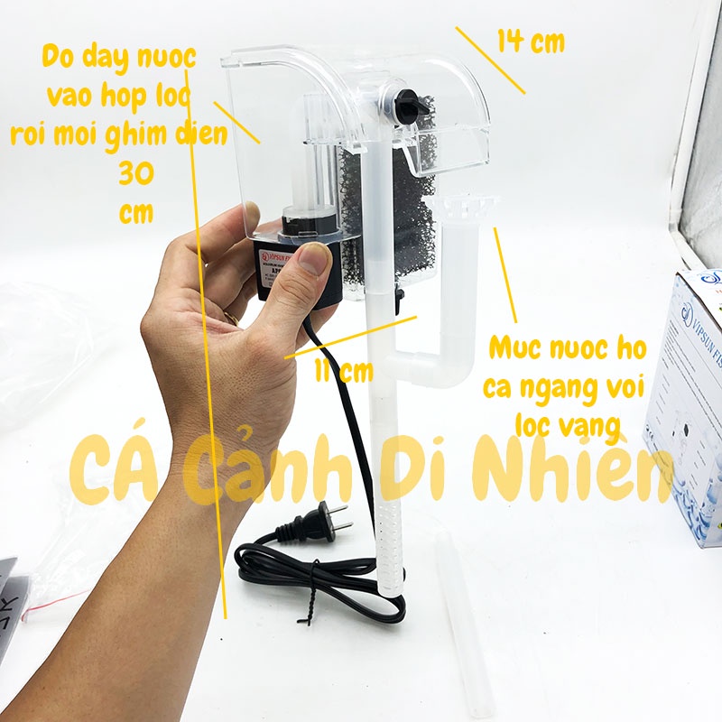 Máy lọc nước hồ cá 8W dạng thác nước AP-606H Vipsun Fish treo thành hồ cá 30-40cm