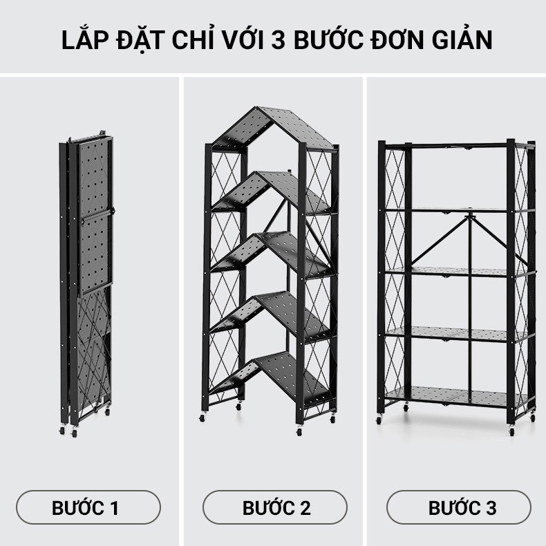 [HÀNG LOẠI 1] Kệ để đồ nhà bếp đa năng, kệ sắt đựng đồ gấp gọn, không han gỉ, dễ gấp gọn, tiện lợi di chuyển