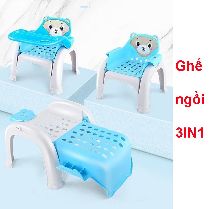 Ghế 3 chức năng cho bé. Ghế ăn dặm đa năng - Dùng làm ghế gội đầu - Ghế cho bé ngồi tập tô rất tiện dụng