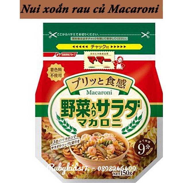 Nui xoắn rau củ Macaroni Nhật cho bé