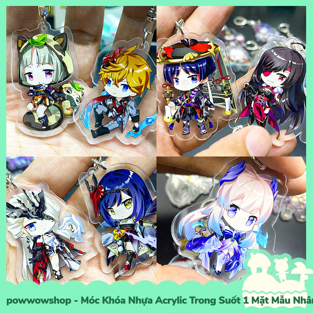 [Sẵn VN - Hỏa Tốc] Móc Khóa Nhựa Acrylic 1 Mặt Trong Suốt Mẫu Nhân Vật Game Genshin Impact Cute Chibi Perform