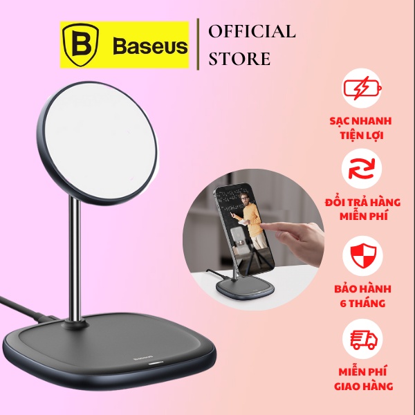 Sạc Không Dây Iphone Baseus Swan Magnetic Desktop Bracket Wireless Charger Giá Để Điện Thoại PD 15W Tiện Lợi