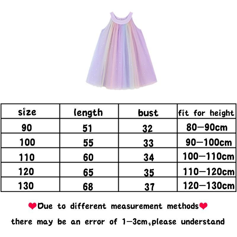 Đầm công chúa hai dây phối lưới màu cầu vồng thời trang mùa hè Hàn Quốc cho bé gái