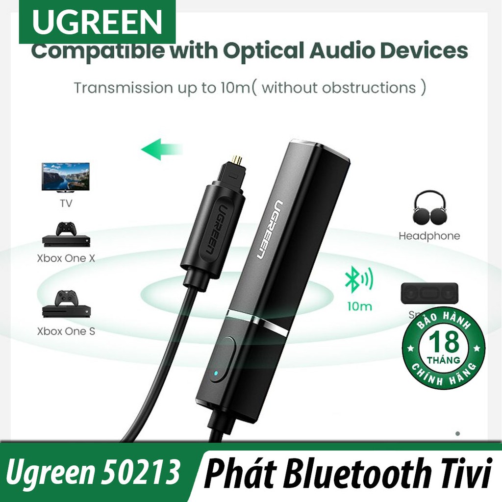 Thiết Bị Phát Audio Bluetooth 5.0 aptX Cổng Quang Cao Cấp UGREEN 50213 - Hàng Chính Hãng