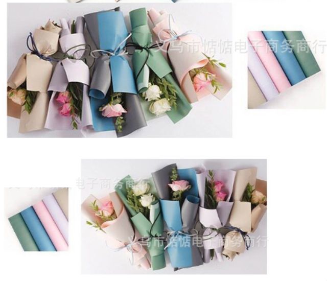 10 tờ giấy gói hoa, gói quà không thấm nước 2 mặt 2 màu