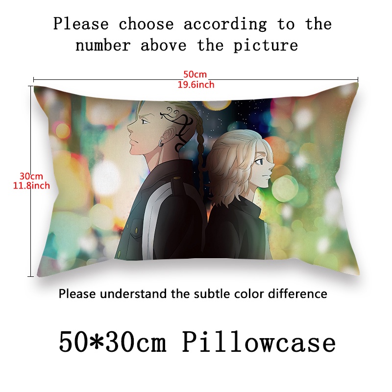 Vỏ Gối Chữ Nhật In Hình Anime Tokyo Revengers 50X30Cm